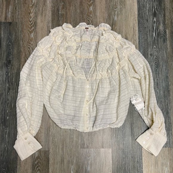 Free People Hailey Blouse Size Small Oversized Textured - Picture 5 of 11